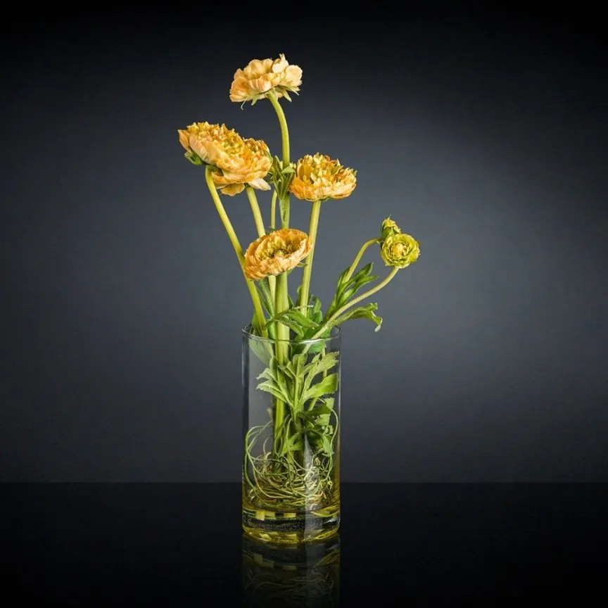 Aranjament floral elegant, design LUX RANUNCOLO portocaliu