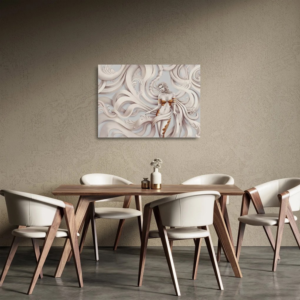 Tablou pe sticlă - Zeița motiv floral (70x50 cm)