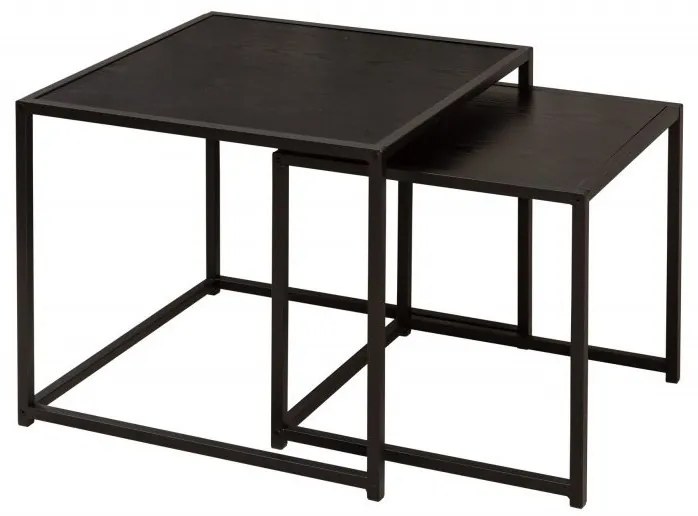 Set de 2 masute design industrial Slim Line 50cm, negru