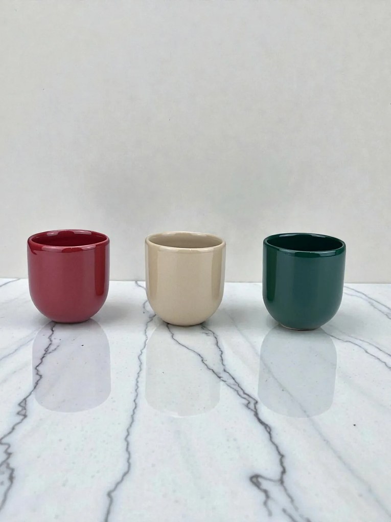 Set 3 Pahare Craciun, Novum, 250ml, Gresie Ceramica Glazurata Manual