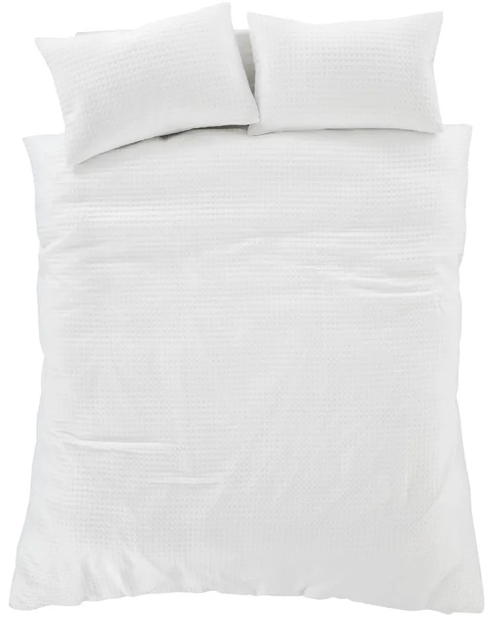 Lenjerie de pat albă pentru pat dublu 200x200 cm Muscat Waffle – Pineapple Elephant