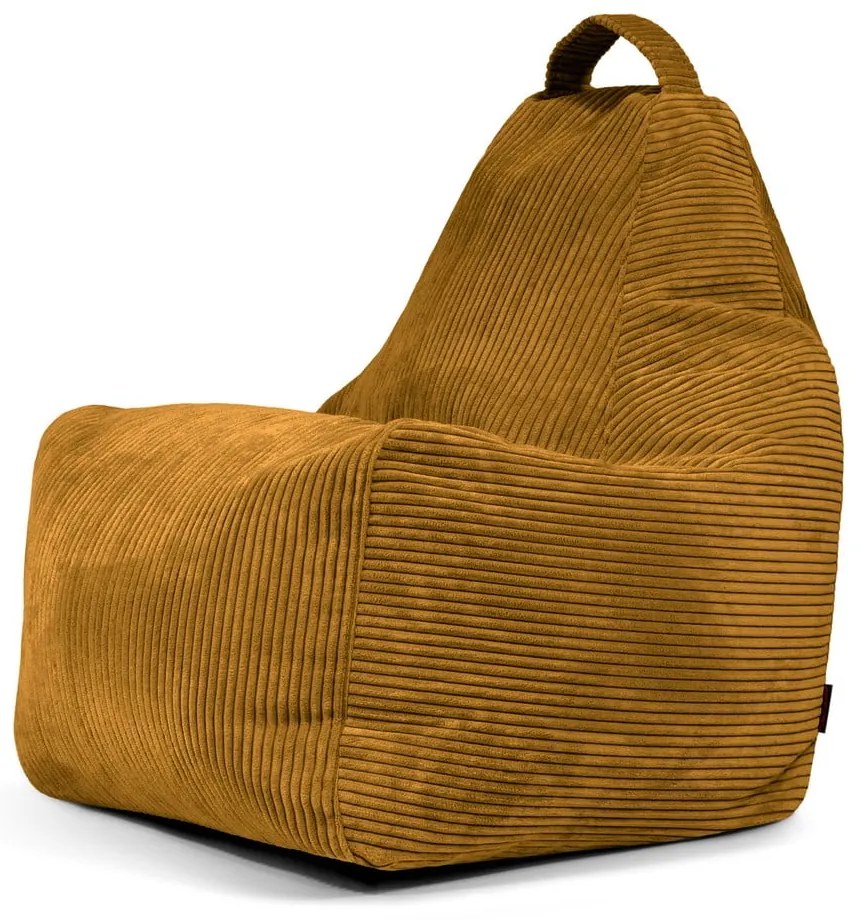 Fotoliu bean bag galben muștar cu tapițerie din catifea reiată Play Amuse – SLOWDOWN