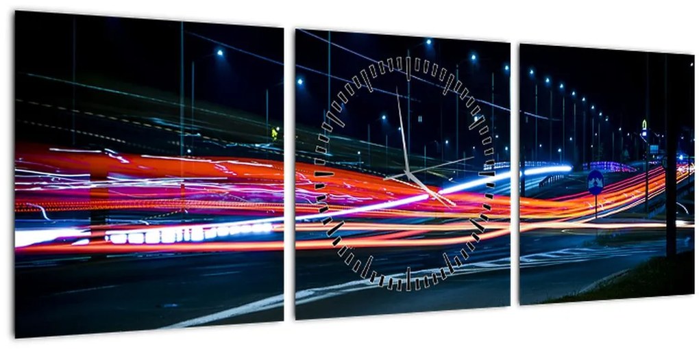 Tabloul orașului nocturn (cu ceas) (90x30 cm)