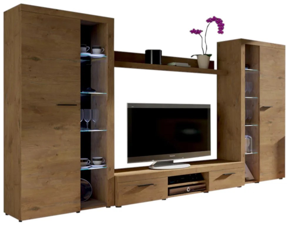 Expedo Mobilă sufragerie KLOK, 300x190x34, lefkas + iluminare LED