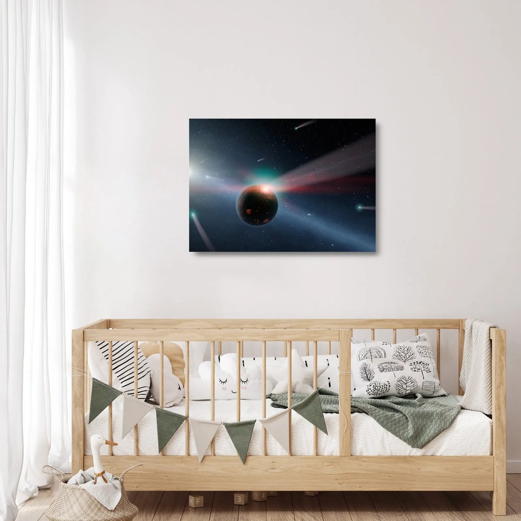 Tablou pe sticlă cu planetă mică (70x50 cm)