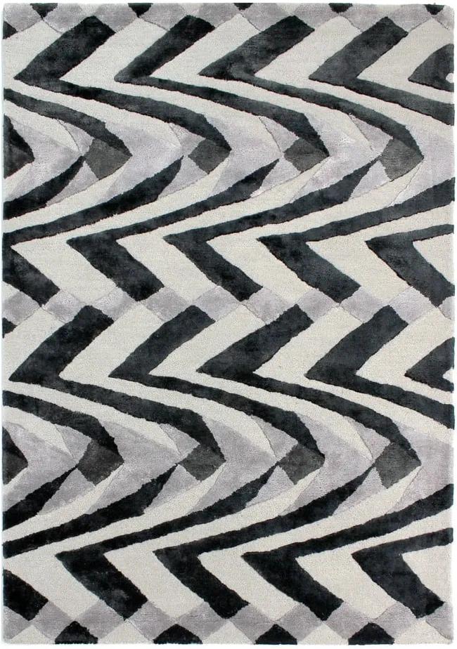 Covor țesut manual Flair Rugs Jazz, 160 x 230 cm, negru - gri