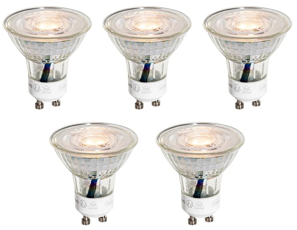 Set de 5 becuri LED GU10 50mm transparente 3W 200 lm 2200K