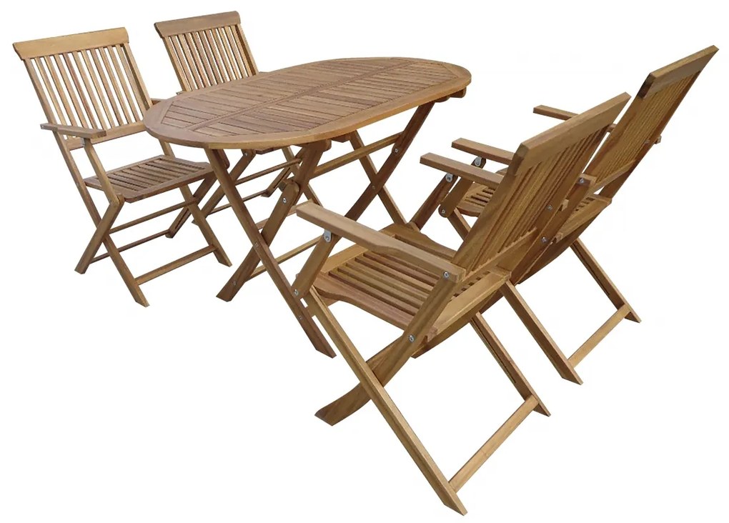 Set mobilier Portofino, lemn acacia, 5 piese, maro