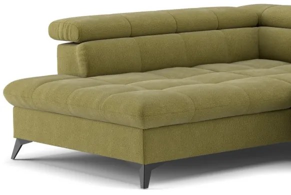 Canapea colțar extensibilă în L MARANO stânga, culoare măslinie