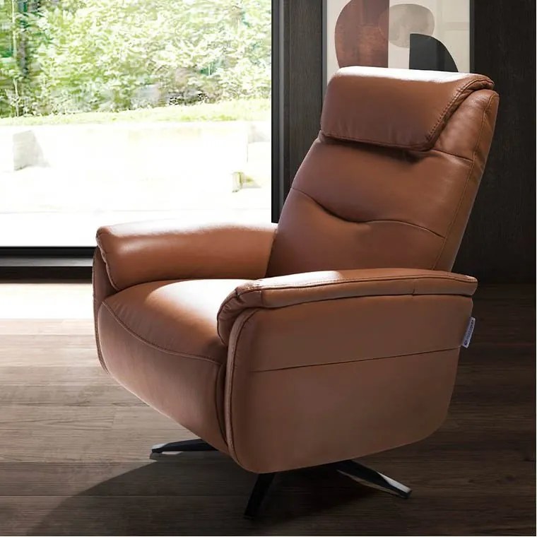 Fotoliu design LUX cu functia relax Cowhide brown leather