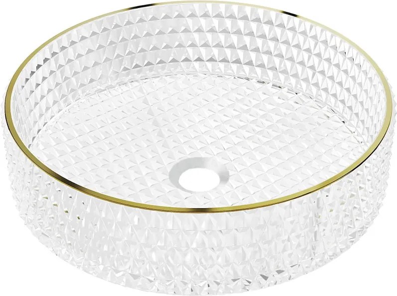 Mexen Aura lavoar pe blat din sticlă 39 x 39 cm, transparent/auriu - 24013905
