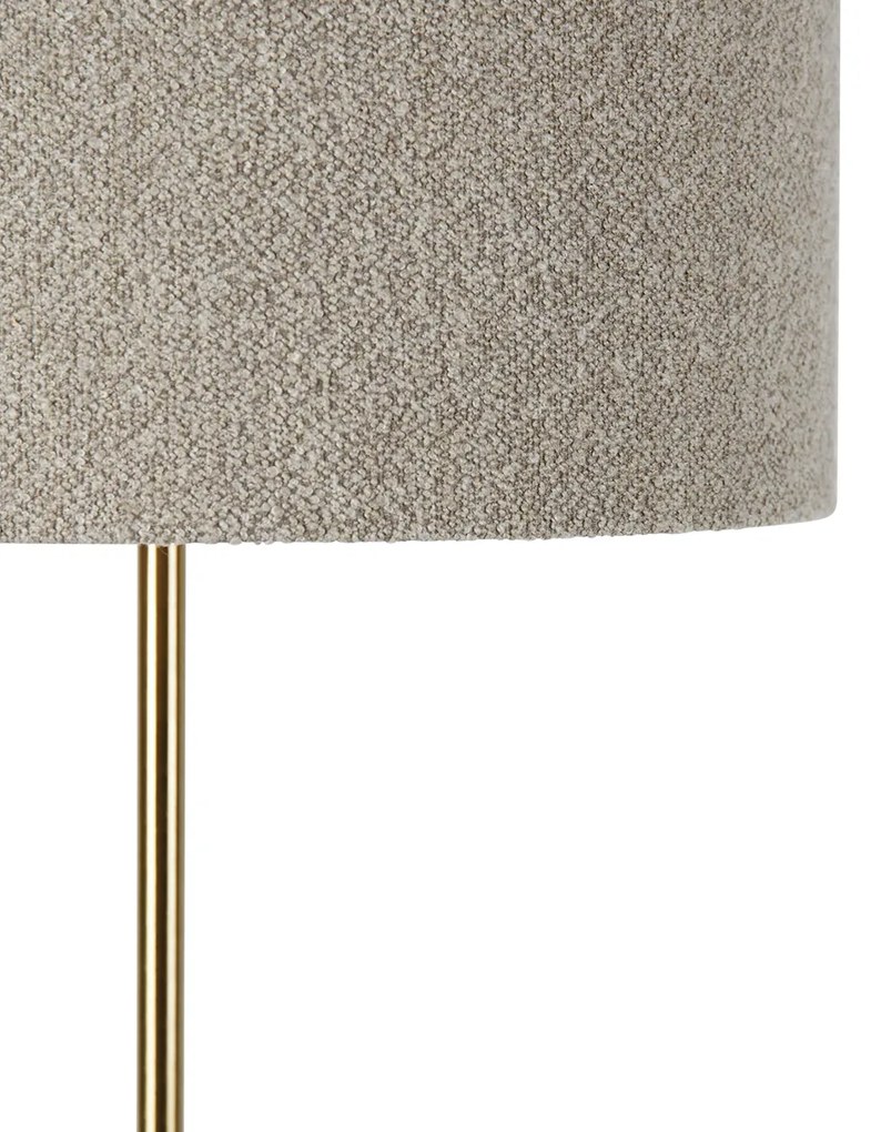 Lampă de podea modernă din alamă cu abajur din bouclé taupe de 50 cm - Kaso