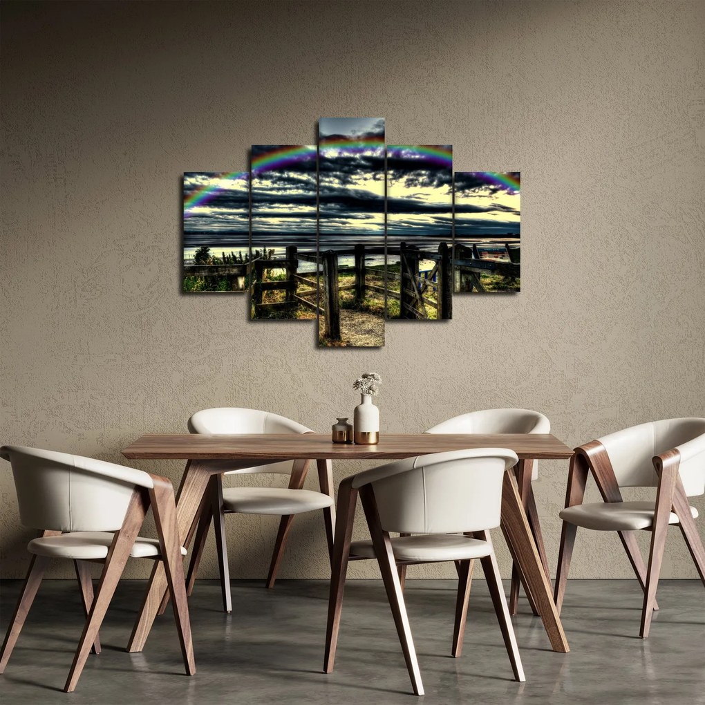 Tablou cu curcubeu deasupa mării (150x105 cm)
