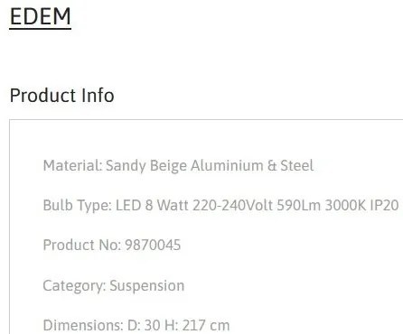 Pendul LED stil minimalist EDEM bej