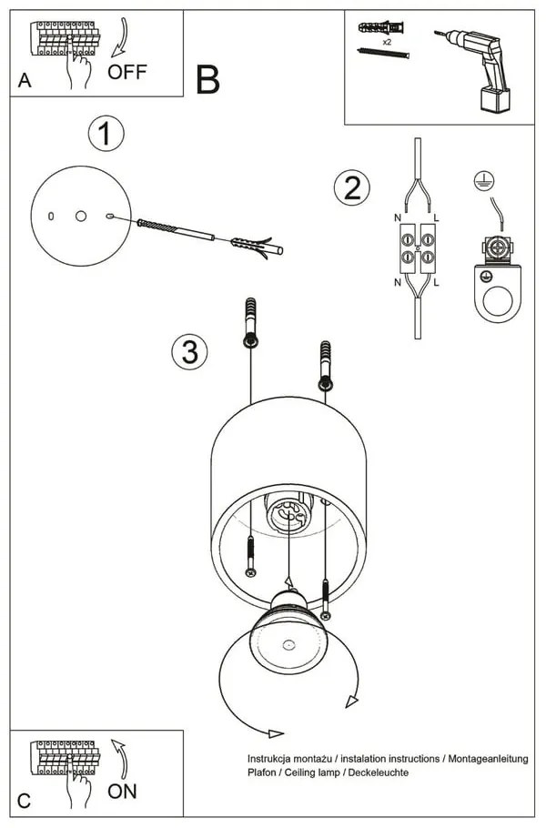 Spot gri închis ø 10 cm Roda – Nice Lamps