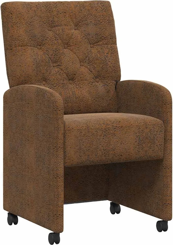 vidaXL Scaune de dining cu roți cu roți 2 pcs Maro 58 x 67 x 97 cm