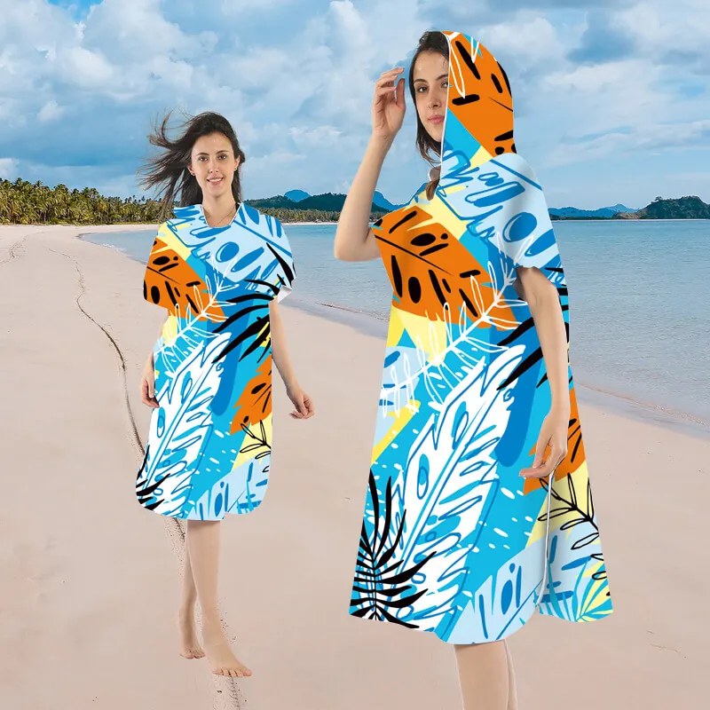 Set de plaja SUMMER FRESH – prosop 100×180 cm si poncho 80×145 cm, colorat