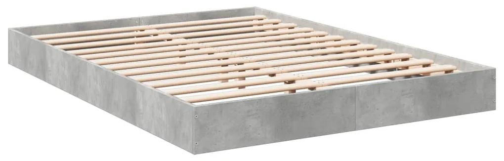 842045 vidaXL Cadru de pat, gri beton, 135x190 cm, lemn prelucrat
