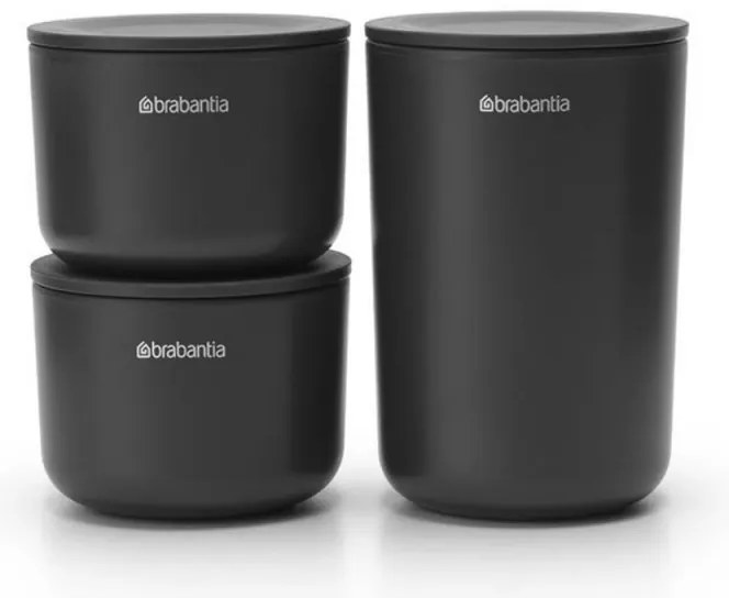 Set recipiente depozitare Brabantia ReNew 1004183, 3 piese, Baza moale anti-alunecare, Gri inchis
