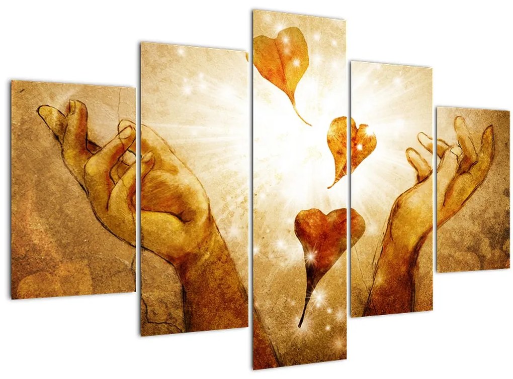 Tablou - pictura mâinilor pline de dragoste (150x105 cm)