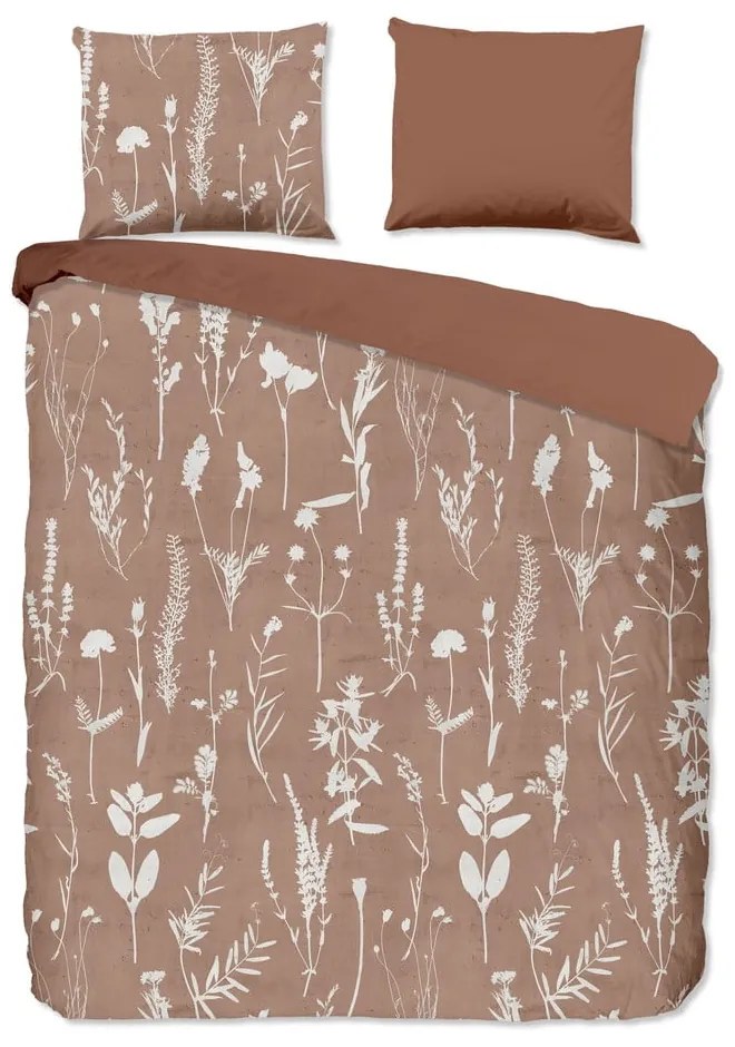 Lenjerie de pat maro din bumbac pentru pat de o persoană, extinsă 140x220 cm Rav – Good Morning