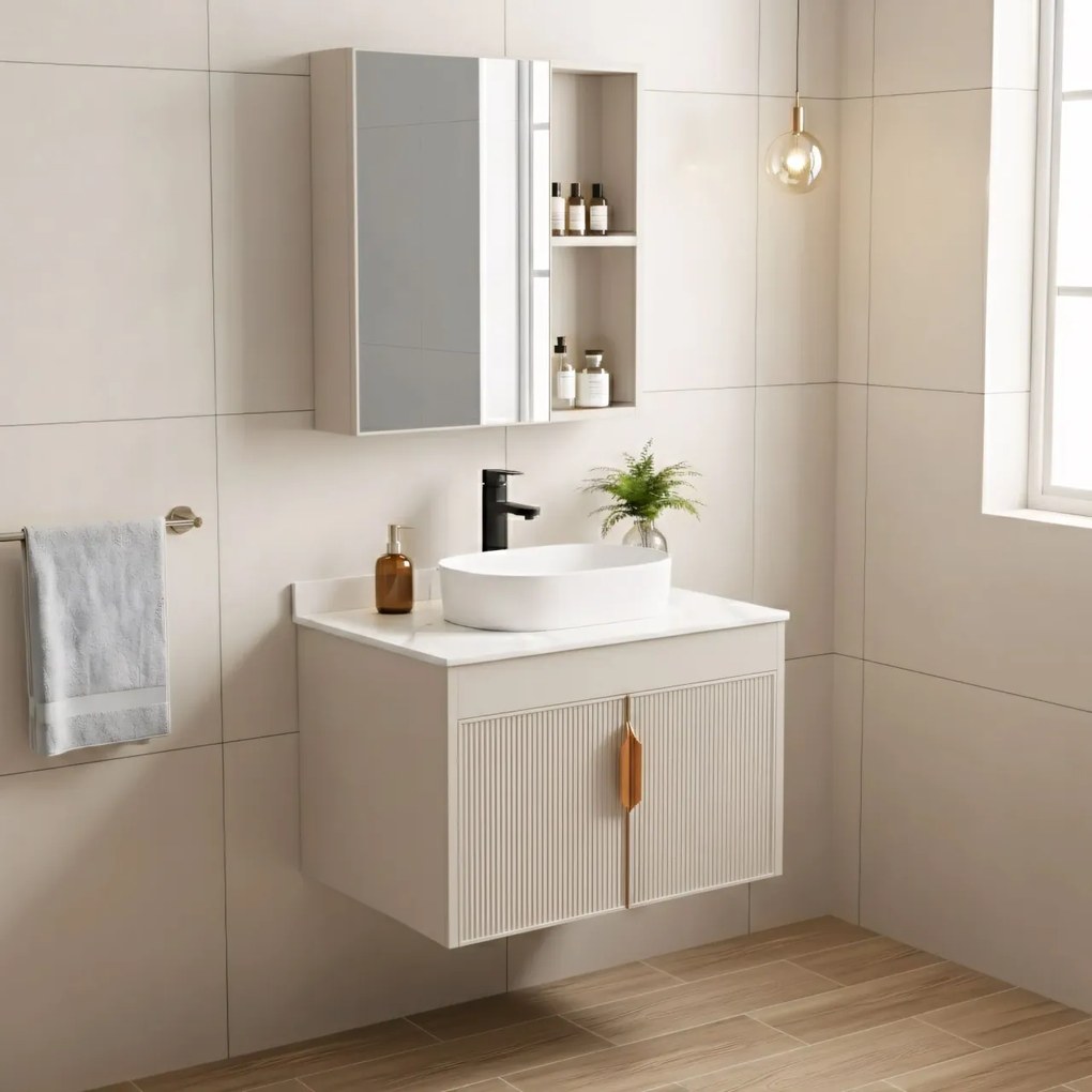 Set de mobilier de baie cu blat Modo 60cm Beige