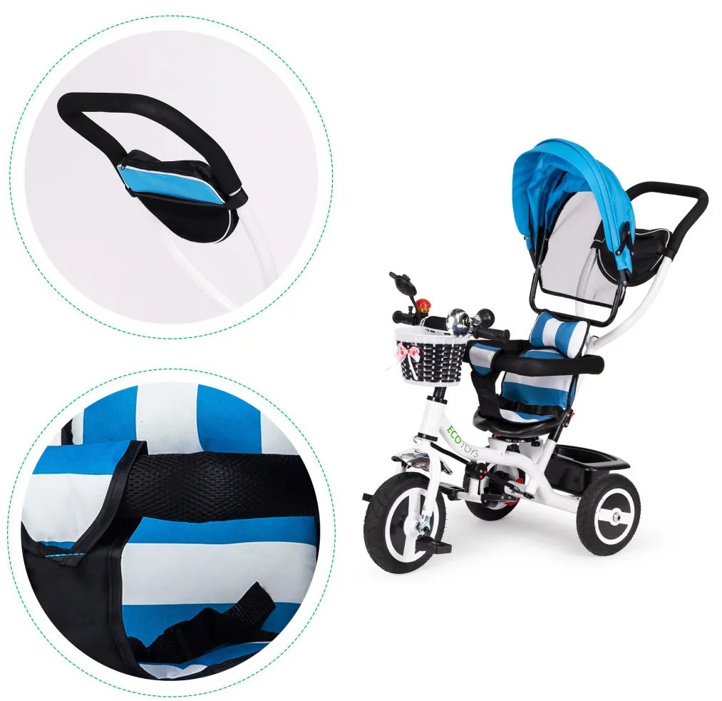 Tricycle tricycle tricycle swivel awning with durable tyres blue