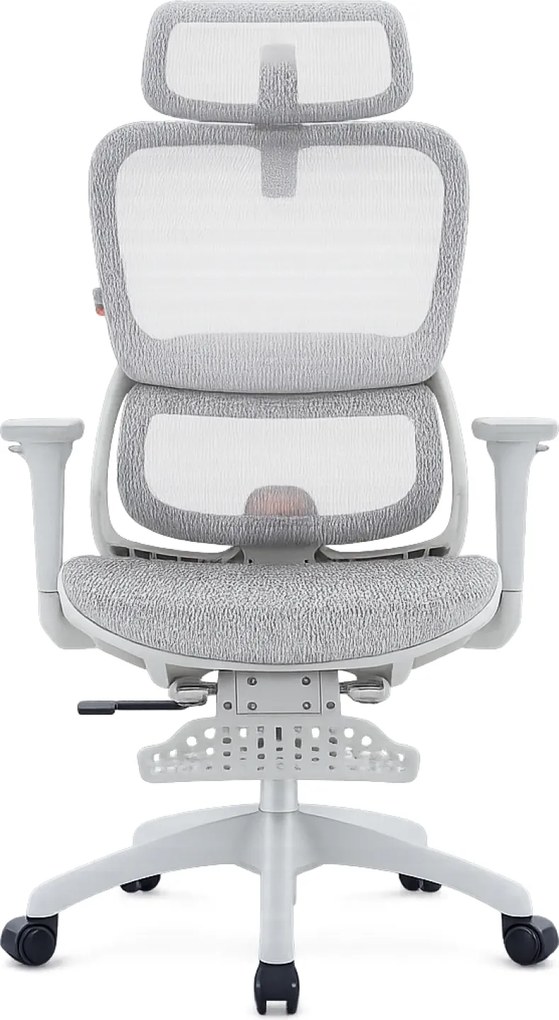Scaun ergonomic SIHOO B100, Suport lombar dinamic cu ajustare automata, Cotiere 4D, Tetiera 3D, Mecanism multifunctional inclinare/blocare in 3 pozitii, Suport picioare, Mesh, Gri