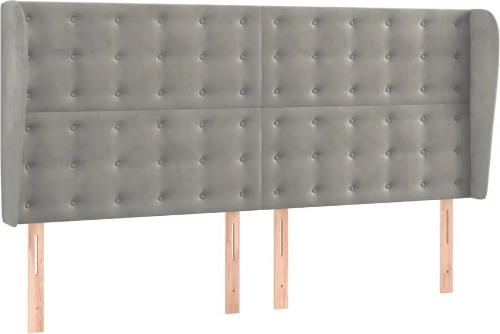 vidaXL Tăblie de pat cu aripioare gri deschis 203x23x118/128cm catifea
