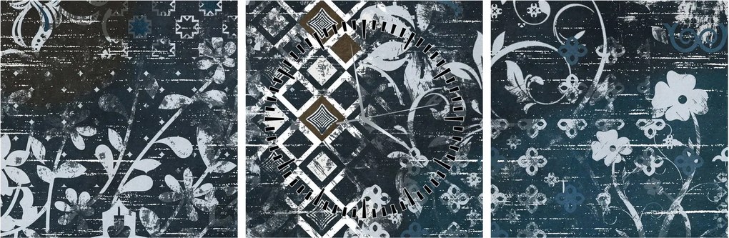 Tablou - Decorațiuni flori (cu ceas) (90x30 cm)