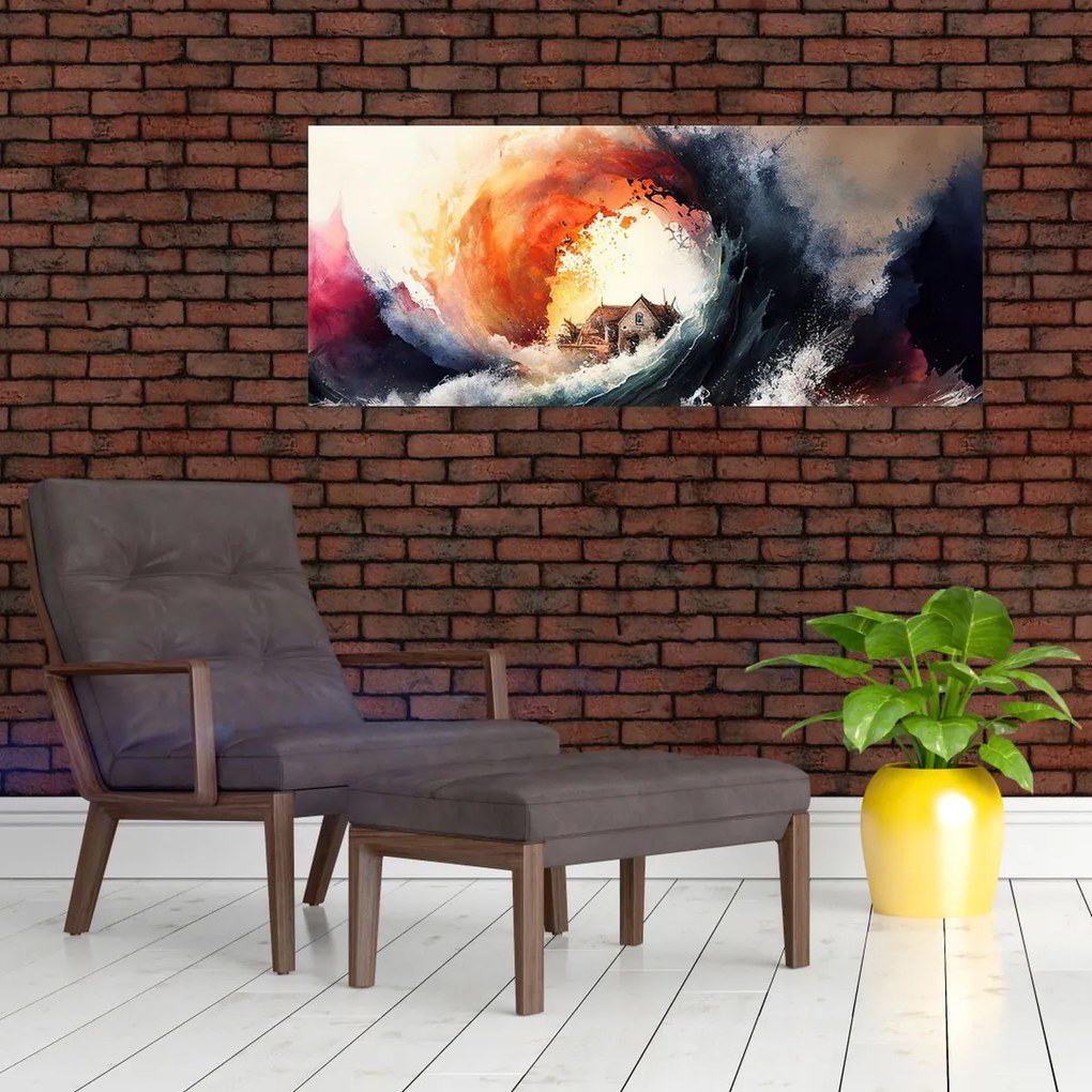 Tablou - În vârtejul potopului, acuarelă (120x50 cm)