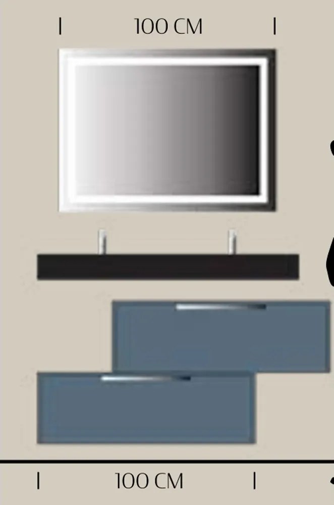 Set lemn masiv mobilier baie suspendat Lunera 100/120/140/160 cm - 160 L
