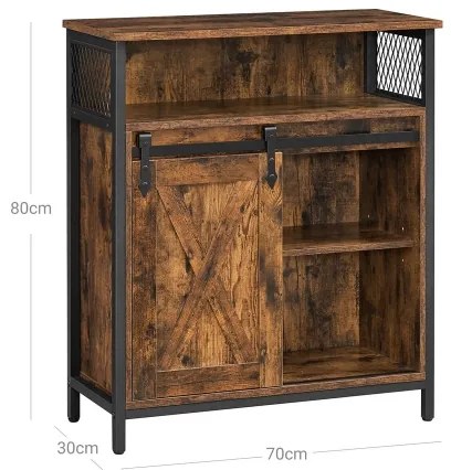 Comodă cu ușă glisantă FIRA maro/negru