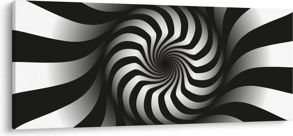 Tablou abstract cu spirala alb neagră (120x50 cm)