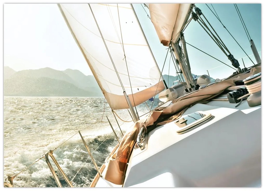 Tablou pe sticlă - Yacht (70x50 cm)
