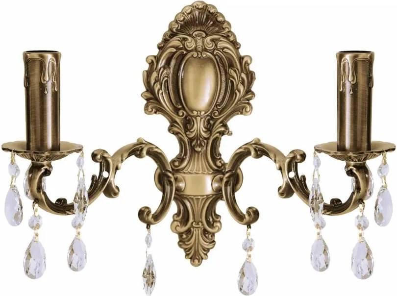 Aplica de perete 2 brate din alama si cristal Venezia
