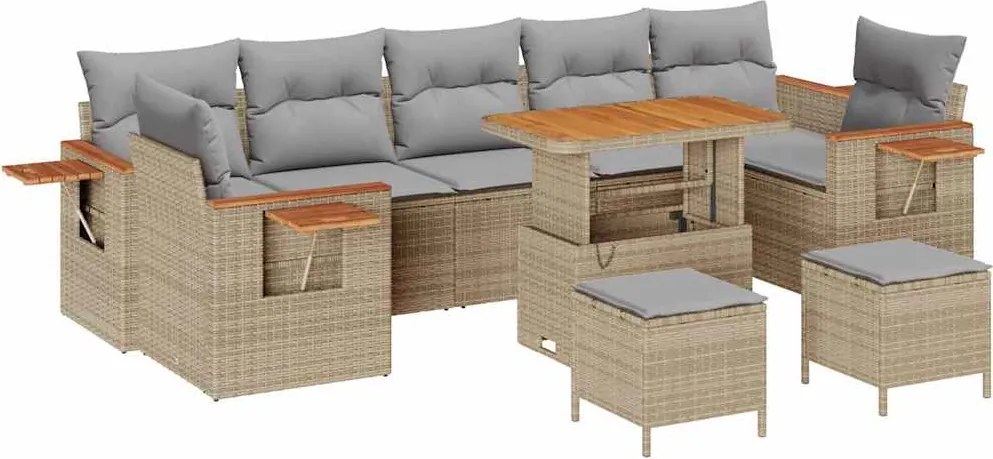 vidaXL Set de canapele pentru grădină 10 pcs Beige și gri deschis