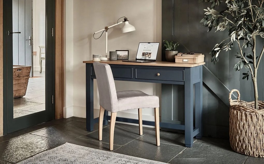 Masă lemn masiv natur de Perete Richmond Albastru/, 130 × 45 × 82 cm