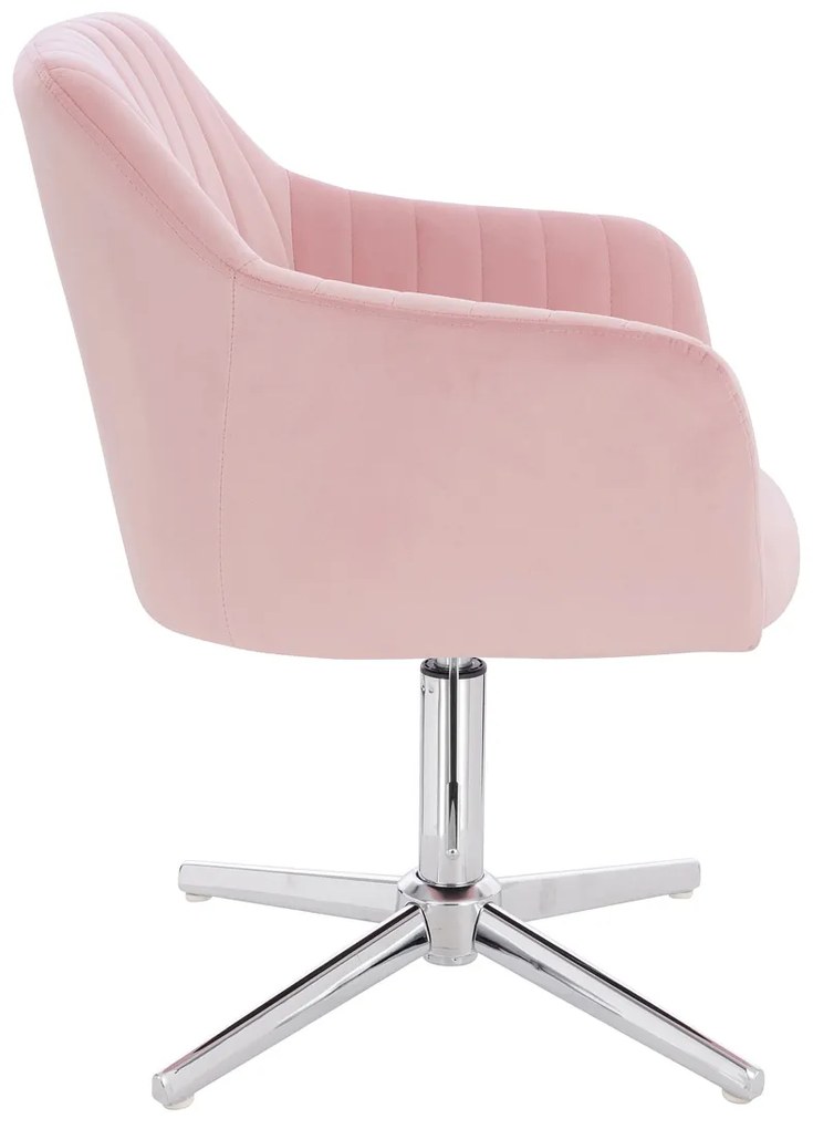 HR190CROSS Scaun Roz Pudra din Catifea cu Bază Cromata