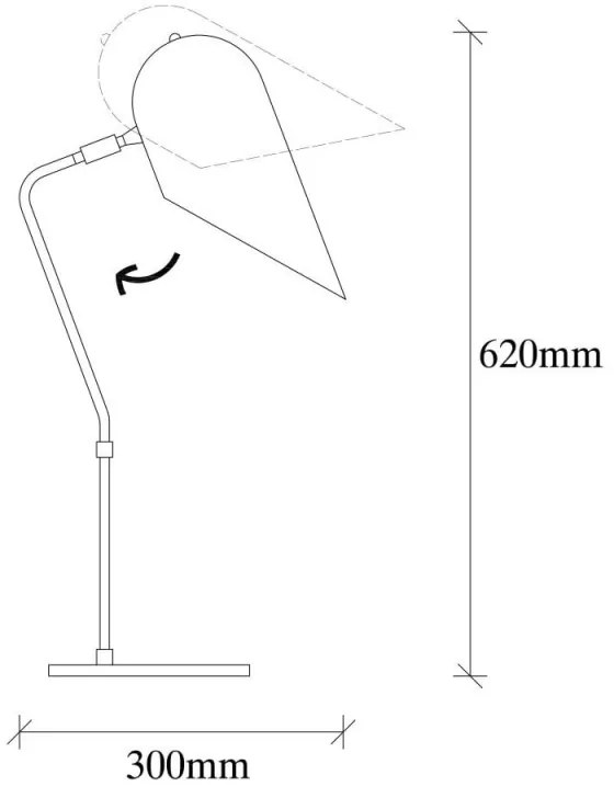 Lampa de birou Elefant 892OPV1122, 62x30 cm, Cadru metalic, Negru/Auriu