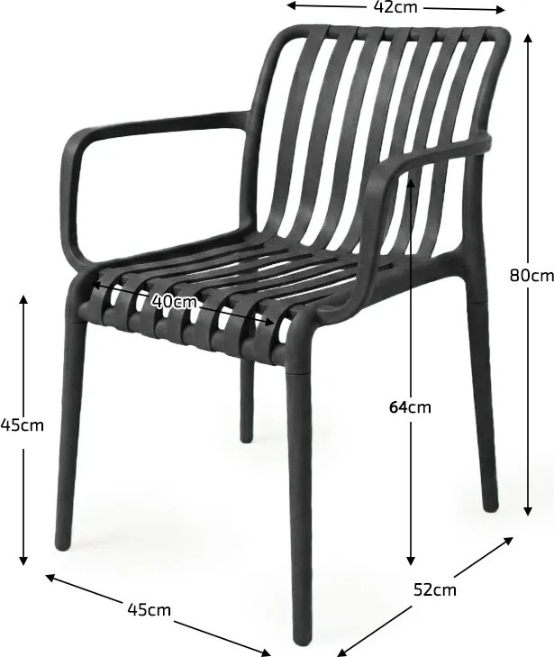 OFERTA Scaun din plastic TREGO cu brate, antracit clasa II