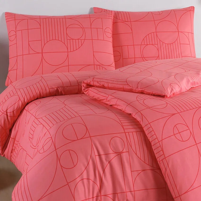 BedTex Lenjerie de pat din bumbac Geo Sunset Coral, 140 x 220 cm, 70 x 90 cm, 140 x 220 cm, 70 x 90 cm
