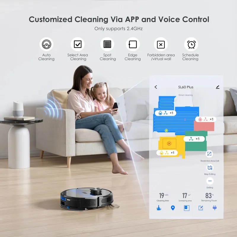La mâna a doua: Robot aspirator cu statie de golire Lubluelu SL60 Plus, 42W, Mop, LiDAR, Wi-Fi, Alexa, Autonomie 120 min., 2600 mAh, Negru
