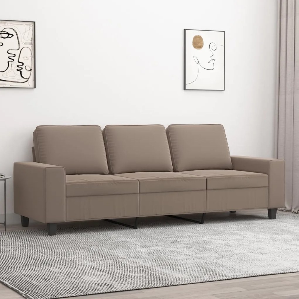 348987 vidaXL Canapea cu 3 locuri, gri taupe, 180 cm, țesătură microfibră