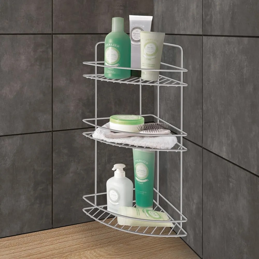 Raft pentru baie argintiu lucios din oțel Luxy – Metaltex