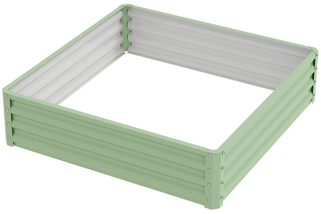 Outsunny Pat de grădină, Jardiniere cu structură de oțel, Verde, 120 x 120 x 30 cm | Aosom Romania