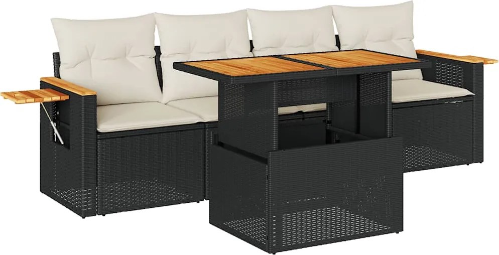 vidaXL Set mobilier de grădină cu perne, 5 piese,poliratan/lemn acacia