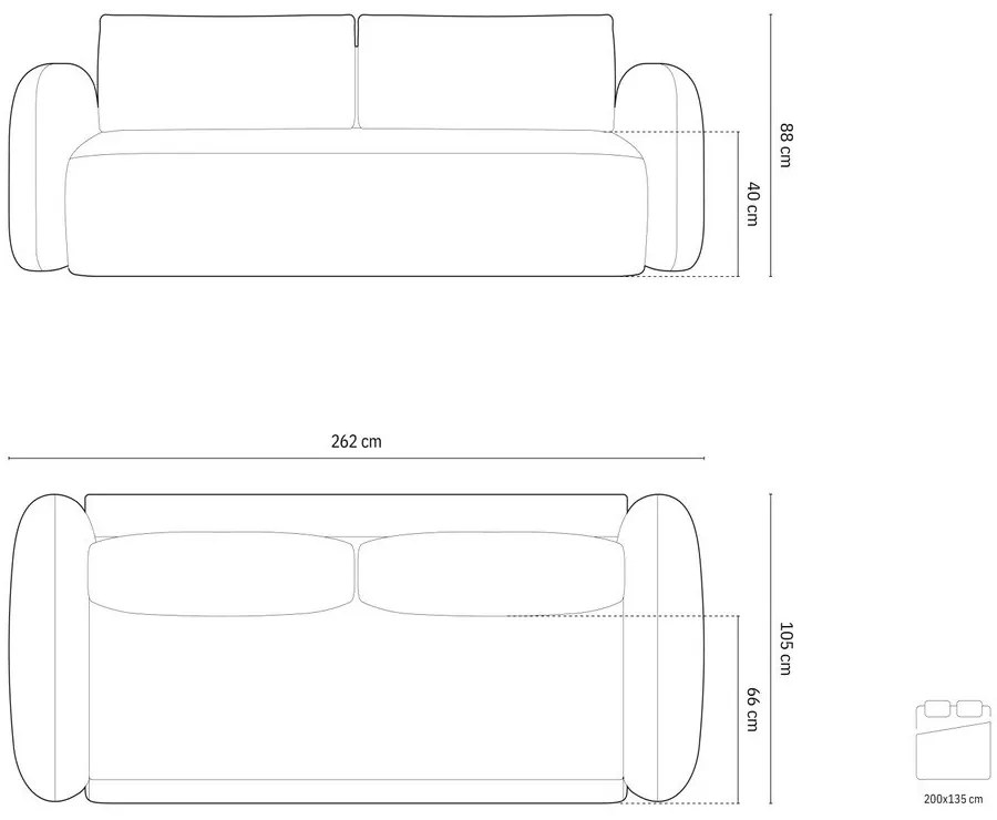 Canapea bej extensibilă/cu spațiu de depozitare cu tapițerie din catifea 262 cm Tonale – Cosmopolitan Design