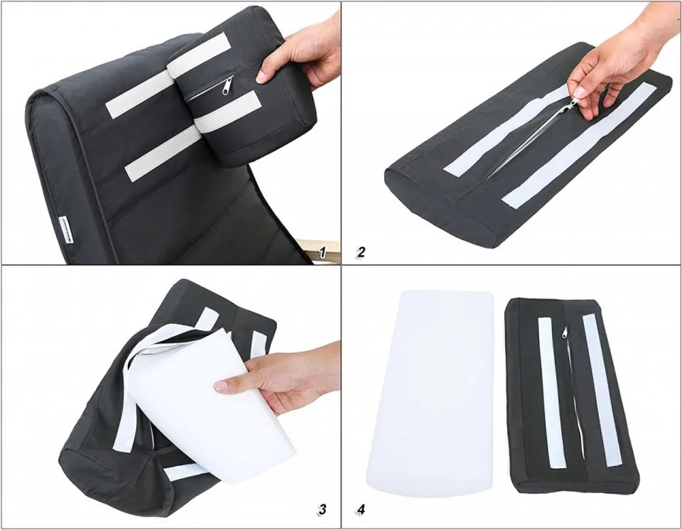 Fotoliu balansoar, lemn de mesteacan / textil, negru, Songmics