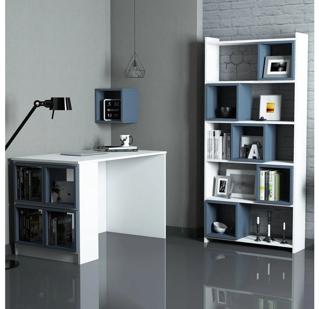 Masă PC cu raft Babar (Alb + albastru). 1088450